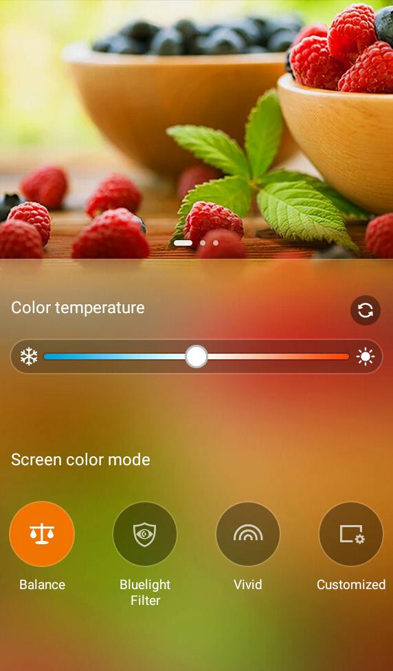 Λειτουργία ισορροπίας Αυτή η λειτουργία παρέχει μια ισορροπημένη εμφάνιση χρώματος στο ASUS Tablet σας.