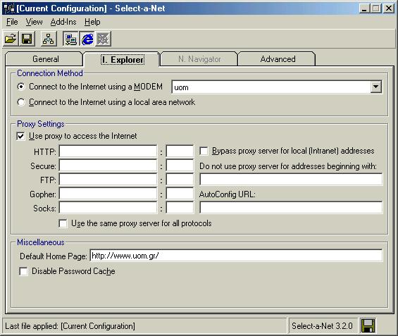 Select-a-Net Έκδοση : 3.2 Εταιρεία : Ut-zone Λειτουργικό: Windows 95/98/ΝΤ4.0 To Select-a-Net είναι µία εφαρµογή που υποστηρίζει την αποθήκευση των ρυθµίσεων δικτύου του υπολογιστή σε αρχεία.