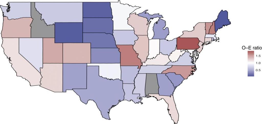 performed per year in each state during 2005 2011