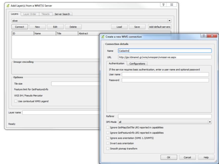 Εικ. 2. Εισαγωγή WMS στο QGIS 5.