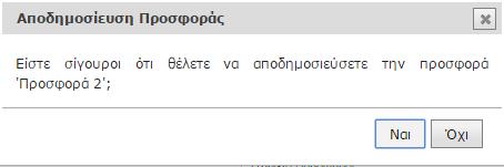 Ο τηλεπικοινωνιακός πάροχος μετά την δημοσίευση της προσφοράς έχει την δυνατότητα να προβεί στις εξής ενέργειες: προβολή προσφοράς, αλλαγή κωδικού προσφοράς, αλλαγή url προσφοράς και μείωση τρέχουσας