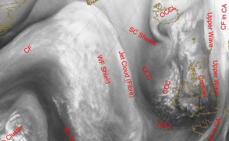 γ) Εικόνα 19: Κανάλι υδρατµών στις 17 Φεβρουαρίου 1997 α) στις 12:00 UTC και β) 18 Φεβρουαρίου 1997 στις 00:00 UTC και