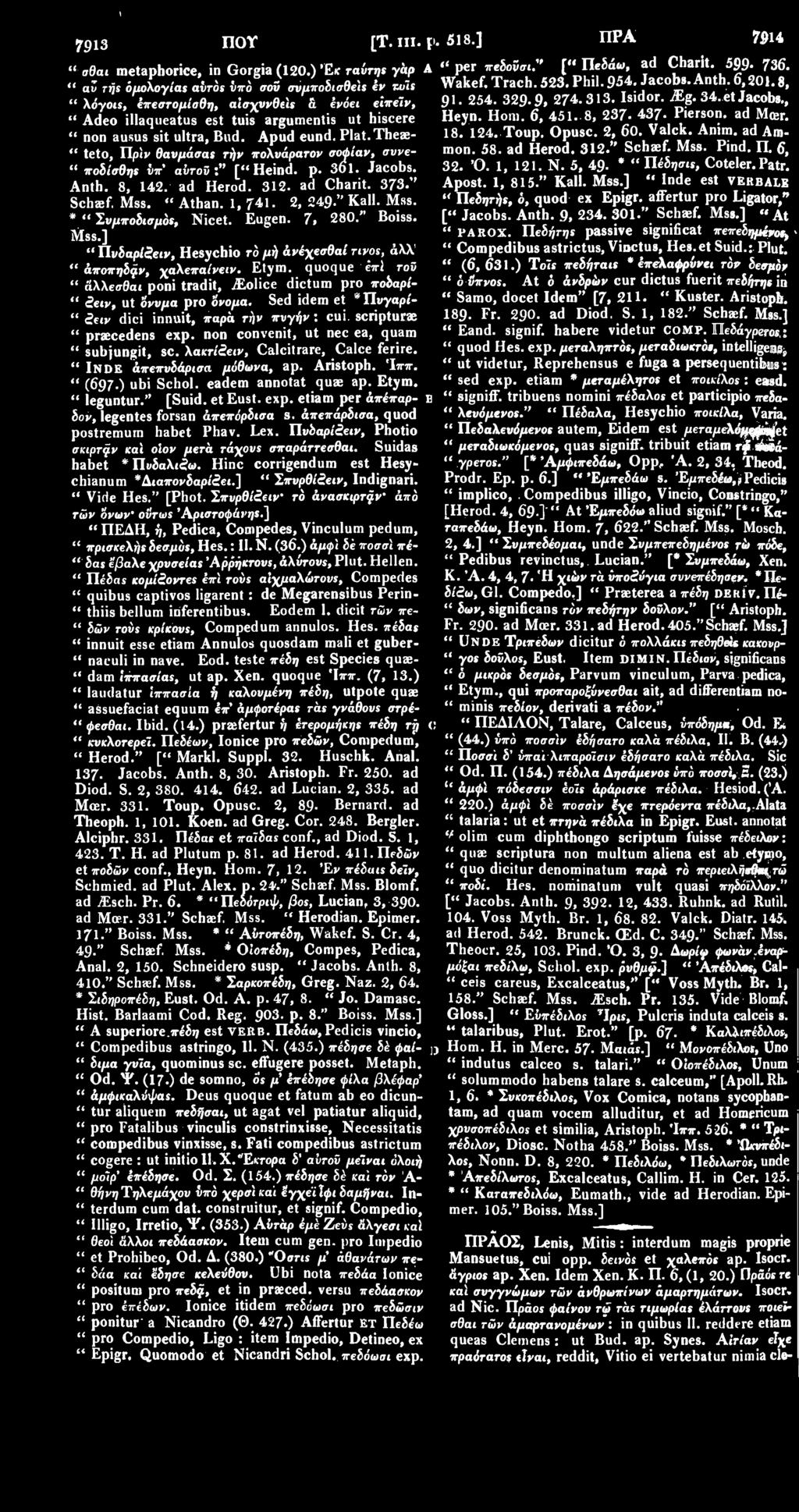 Apud eund. Plat.Theae- " teto, Πριν θανμάσas τήν πολυάρατον σοφίαν, συνε- " ποδίσθηε ύπ' αύτοϋ:" ["Heind. ρ. 3βΐ. Jacobs. Anth. 8, 142. ad Herod. 312. ad Charit. 373." Schaef. Mss. " Athan. 1, 741.