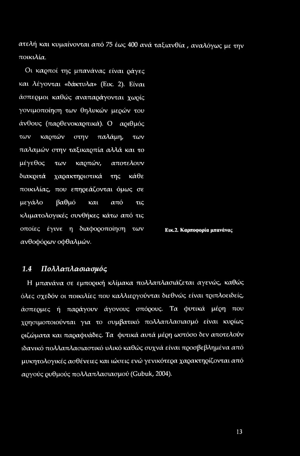 Ο αριθμός των καρπών στην παλάμη, των παλαμών στην ταξικαρπία αλλά και το μέγεθος των καρπών, αποτελούν διακριτά χαρακτηριστικά της κάθε ποικιλίας, που επηρεάζονται όμως σε μεγάλο βαθμό και από τις