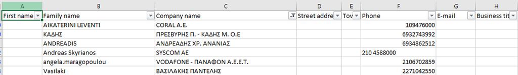 Format for Customer Type = Person: