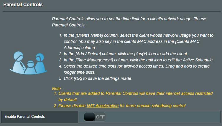 3.4 Ρύθμιση του Γονικού ελέγχου Ο Γονικός έλεγχος σας επιτρέπει να ελέγχετε το χρόνο πρόσβασης στο Internet. Οι χρήστες μπορούν να ορίσουν το χρονικό όριο χρήσης του δικτύου για μια συσκευή-πελάτη.