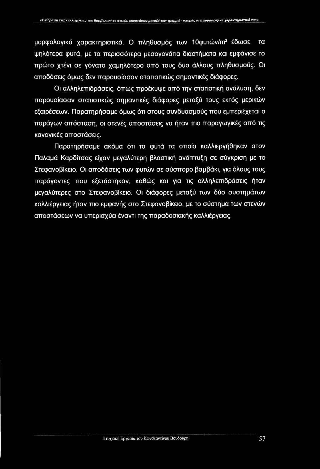 «Επίδραση της καλλιέργειας του βαμβακιού σε στενές αποστάσεις μεταξύ των γραμμών σποράς στα μορφολογικά χαρακτηριστικά του» μορφολογικά χαρακτηριστικά.