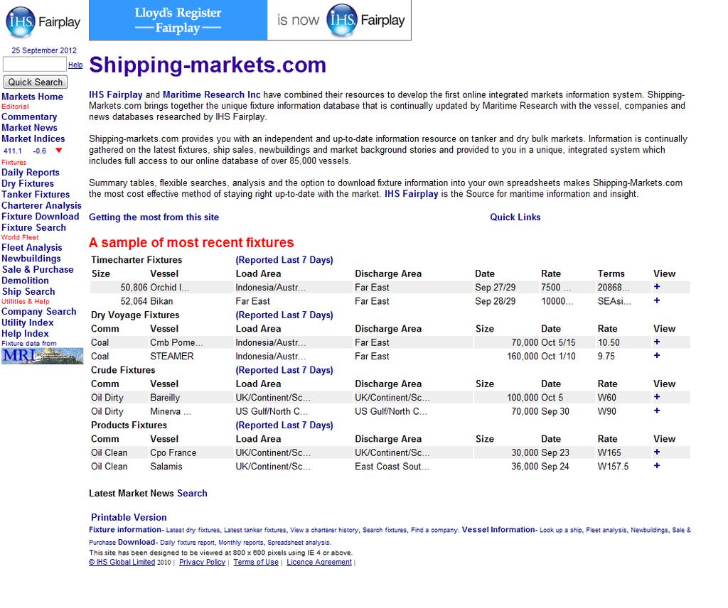 11.4.5 Shipping Markets, (http://www.shipping-markets.com/default.