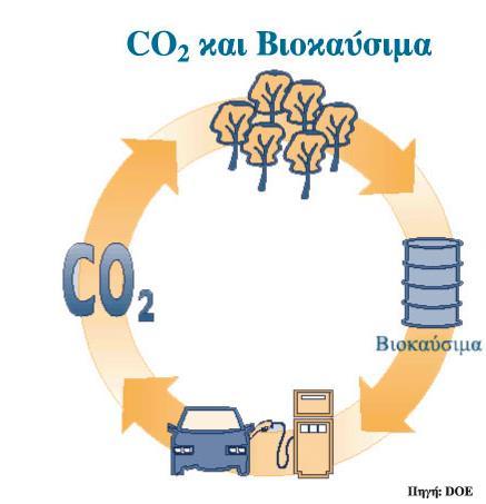 Βιοκαύσιμα Εκπέμπει τόσο CO2 όσο έχουν αφομοιώσει τα φυτά κατά την αύξησή τους. Το CO2 και το ενεργειακό ισοζύγιο είναι θετικό.