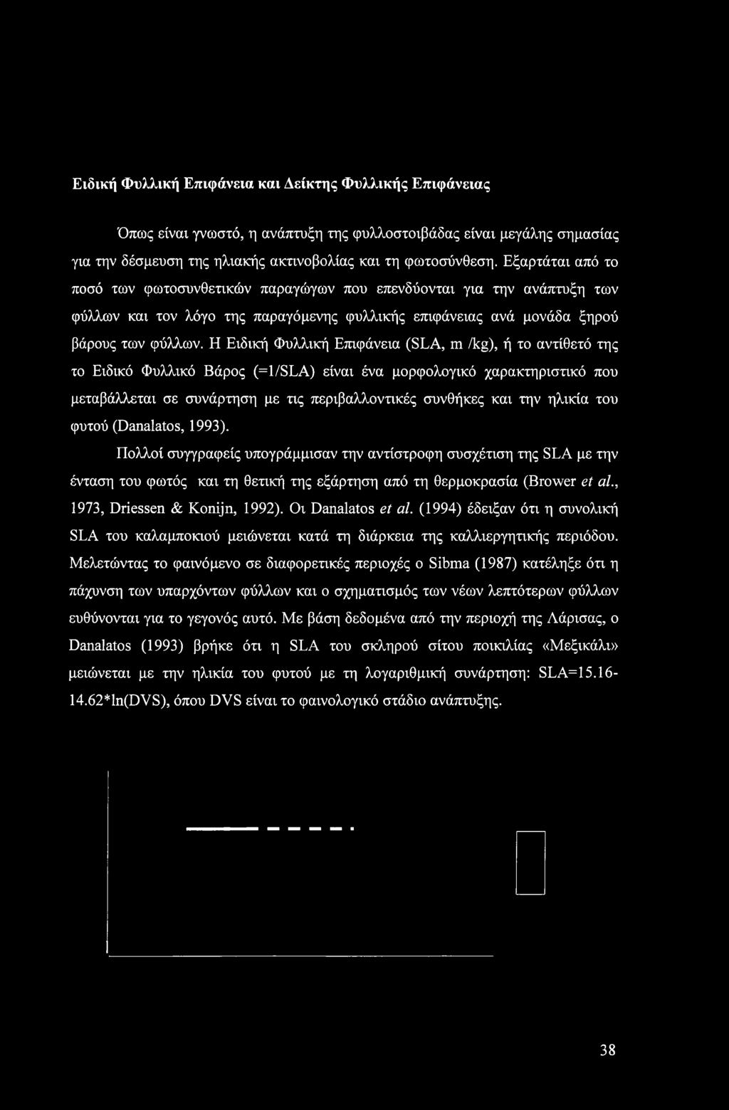 Η Ειδική Φυλλική Επιφάνεια (SLA, m /kg), ή το αντίθετό της το Ειδικό Φυλλικό Βάρος (=1/SLA) είναι ένα μορφολογικό χαρακτηριστικό που μεταβάλλεται σε συνάρτηση με τις περιβαλλοντικές συνθήκες και την