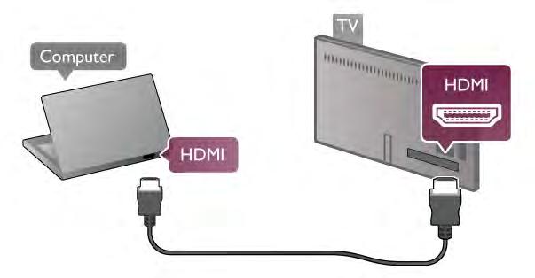 Μέσω HDMI Χρησιµοποιήστε ένα καλώδιο HDMI για να συνδέσετε τον υπολογιστή στην τηλεόραση. Για να ορίσετε την τηλεόραση στην ιδανική ρύθµιση µε µη αυτόµατο τρόπο.