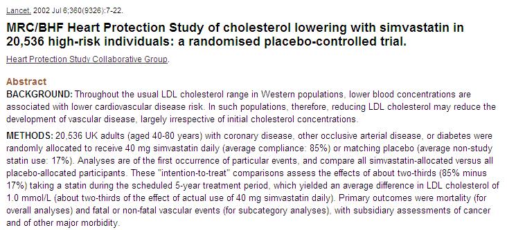 Administration of simvastatin to patients with established cardiovascular disease markedly reduced cardiac and cerebrovascular events