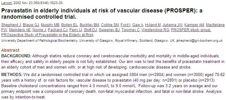 PROSPER study: pravastatin in the elderly patients (62% of whom were hypertensives).