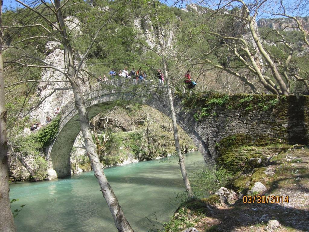 Το γεφύρι ακολουθεί καμπύλη γραμμή, πολλές φορές με έντονη ανηφορική κλίση και το οδόστρωμα είναι στρωμένο με καλντερίμι δηλ. πέτρες που σχηματίζουν λιθόστρωμα.