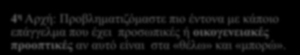 Βασικές Αρχές Επιλογής Επαγγέλματος 1 η Αρχή: Επιλέγουμε αυτό που «θέλουμε». 2 η Αρχή: Επιλέγουμε αυτό που «θέλουμε» αλλά και «μπορούμε».