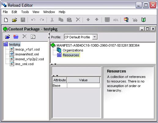 Δηθόλα 11: reload editor resources Με ηε δεκηνπξγία ηνπ Content Package, ν RELOAD Editor δεκηνπξγεί απηφκαηα ηα θχξηα ζηνηρεία: ην αξρείν: imsmanifest.