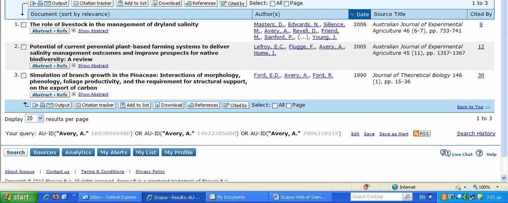 κάνοντας Display. Results per page. Μπορούµε να δούµε µέχρι 200 άρθρα στην ίδια σελίδα.