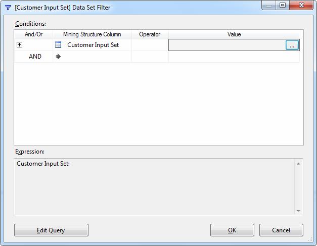 Structure Column και επιλέγουμε το Customer Input Set. Στη συνέχεια πατάμε στο πεδίο Value και επιλέγουμε το για να ανοίξει το παράθυρο Filter.