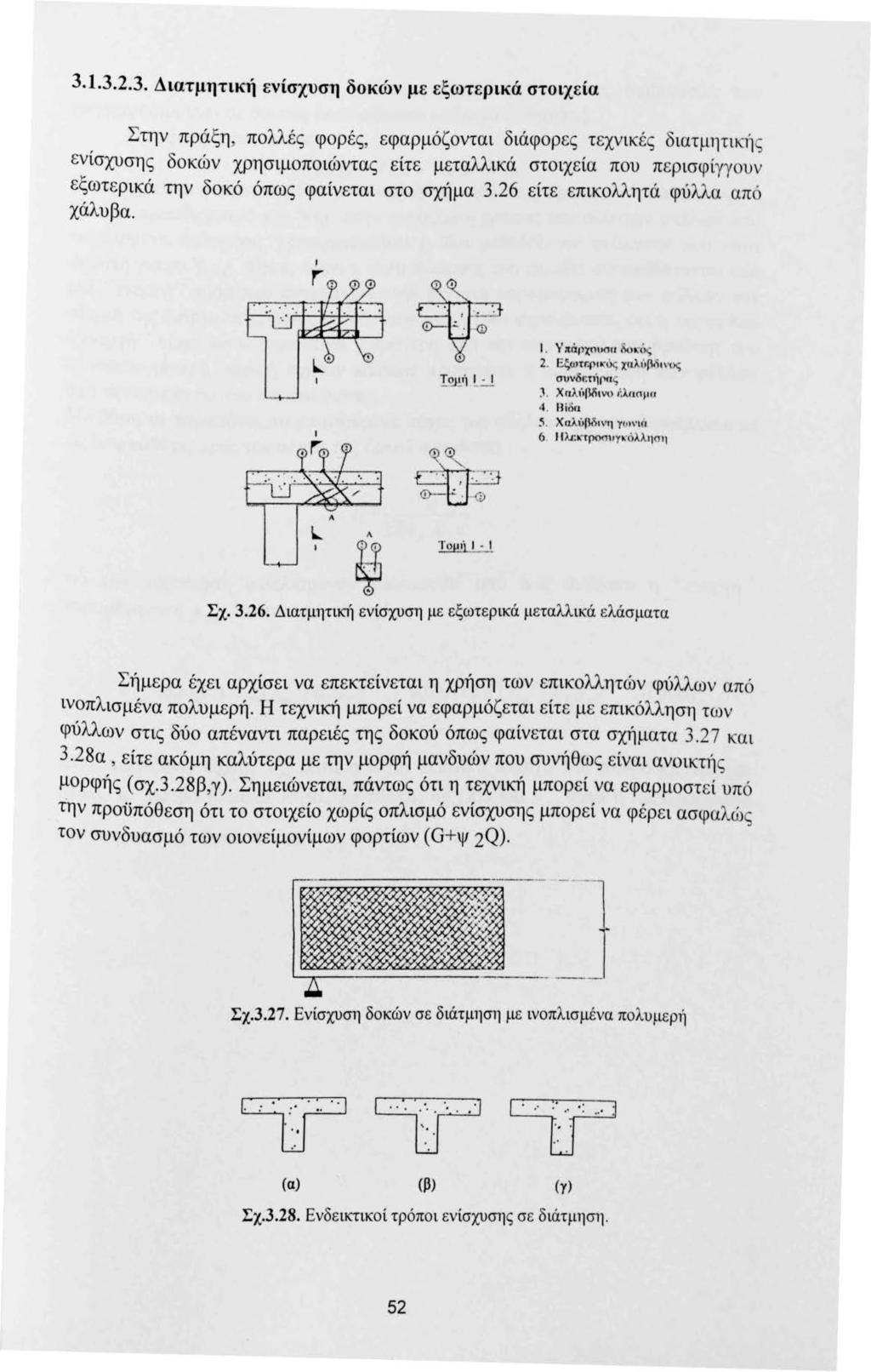 3.1.3.2.3. Διατμητική ενίσχυση δοκών με εξωτερικά στοιχεία Στην πράξη, πολλές φορές, εφαρμόζονται διάφορες τεχνικές διατμητική ς ενίσχυσης δοκών χρησιμοποιώντας είτε μεταλλικά στοιχεία που