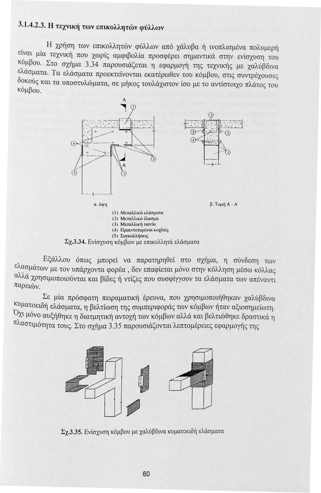 3.1.4.2.3. Η τεχνική των επικολλητών φύλλων Η χρήση των επικολλητών φύλλων από χάλυβα ή ινοπλισμένα πολυμερ1ί είναι μία τεχνική που χωρίς αμφιβολία προσφέρει σημαντικά στην ενίσχυση του κόμβου.