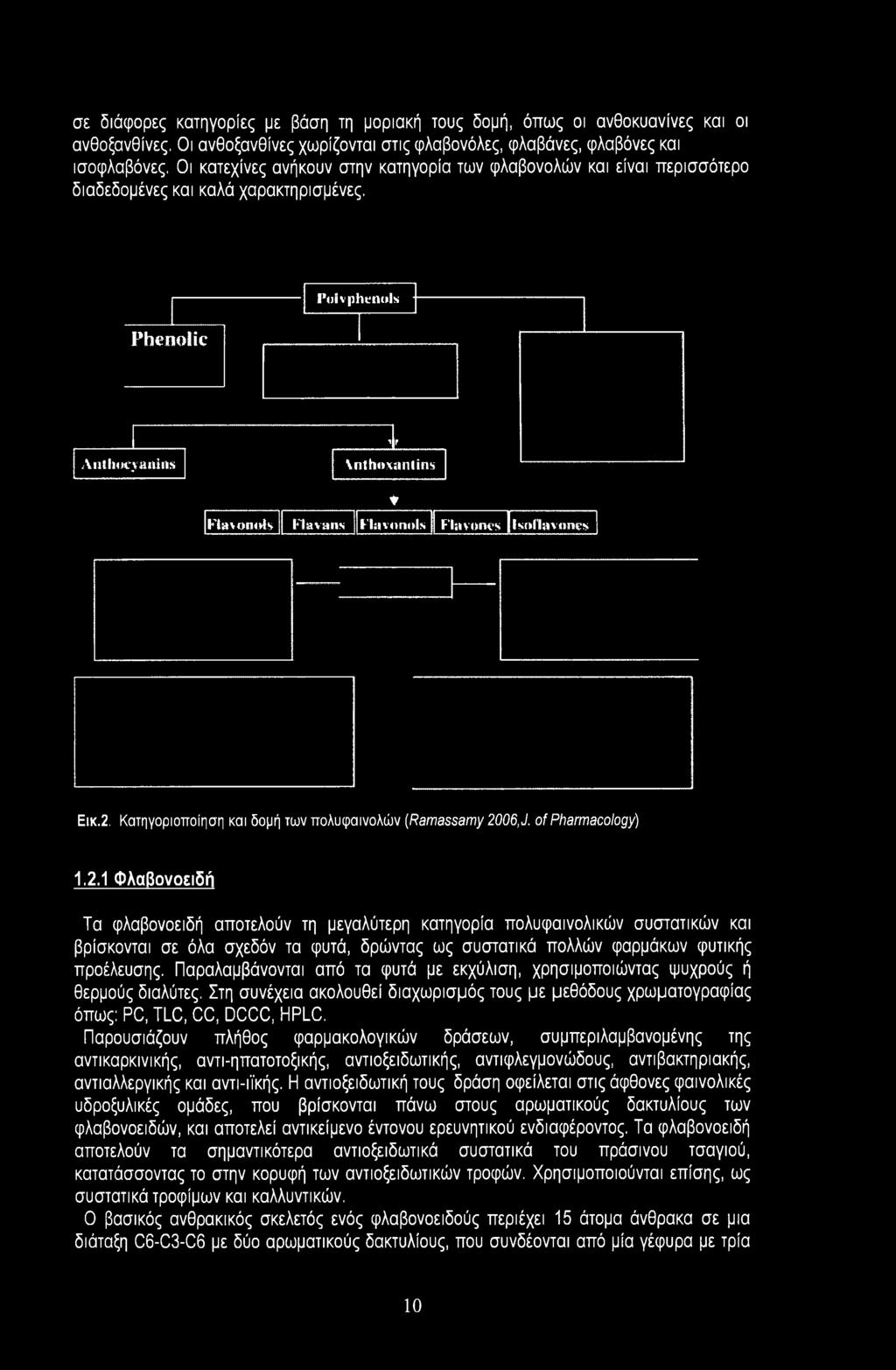 » 9 9 1*01 v phenols Phenolic Anthocyanlns 1 r Vnthoxaniins Flavonols Havans ~ ΐ Ί;ινοηι»ΪΓ ~ΚΊ;>νοηνΝ lsoflav»nes Εικ.2. Κατηγοριοποίηση και δομή των πολυφαινολών (Ramassamy 2006, J.