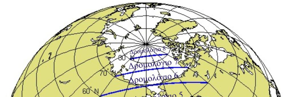 ΚΕΦΑΛΑΙΟ : Διερεύνηση και αξιολόγηση μεθόδων επίλυσης θεμελιωδών προβλημάτων ναυσιπλοΐας Κάθε δρομολόγιο ορίζεται με σημεία αναχώρησης και προορισμού, τα οποία βρίσκονται στους παραλλήλους 10º, 0º,