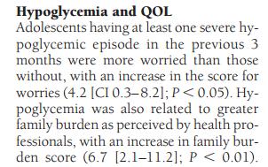 Υπογλυκαιμίες και ποιότητα ζωής Έφηβοι που είχαν ένα τουλάχιστο επεισόδιο σοβαρής υπογλυκαιμίας