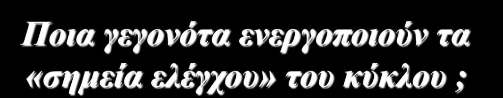 Ποια γεγονότα ενεργοποιούν τα «σημεία ελέγχου» του κύκλου ; Stress (π.χ. βλάβη DNA, ανοξία, μεταβολικές διαταραχές κ.