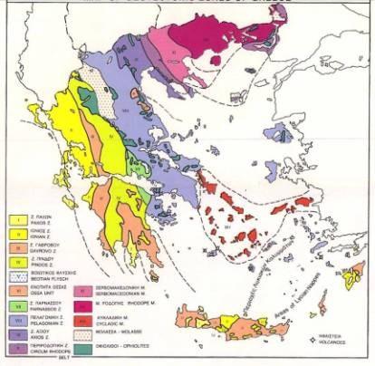 Χάρτης 1.1 Διάκριση Γεωτεκτονικών Ζωνών Ελλάδας Η Αττικοκυκλαδική ζώνη περιλαμβάνει ορισμένα νησιά των Κυκλάδων, τμήμα της Αττικής και της νότιας Εύβοιας.