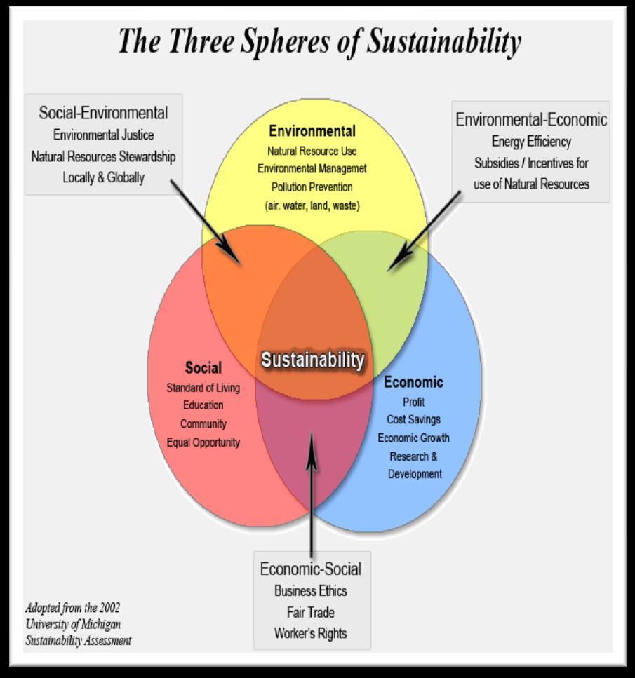 Defining Sustainability The classic definition of sustainable development: development which meets the needs of the present without compromising the ability of future generations to meet their own