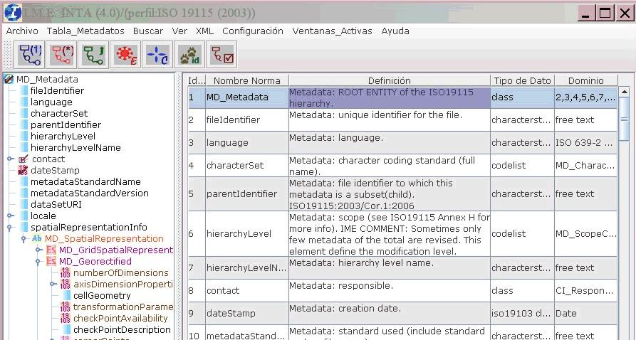 8. Εφαρµογή του προτύπου Hellenic Cadastre Metadata Profile Εικόνα 8.2. Άποψη του περιβάλλοντος της εφαρµογής ISO Metadata Editor CatMDEdit.