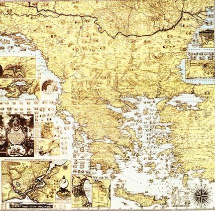 Χάρτα της Ελλάδος Η Χάρτα κυκλοφόρησε σε 1220 αντίτυπα και περιλαμβάνει όλη τη βαλκανική Χερσόνησο νότια του ούναβη έως την Κρήτη, την Αδριατική δυτικά έως τη Βιθυνία της Μικράς Ασίας ανατολικά.