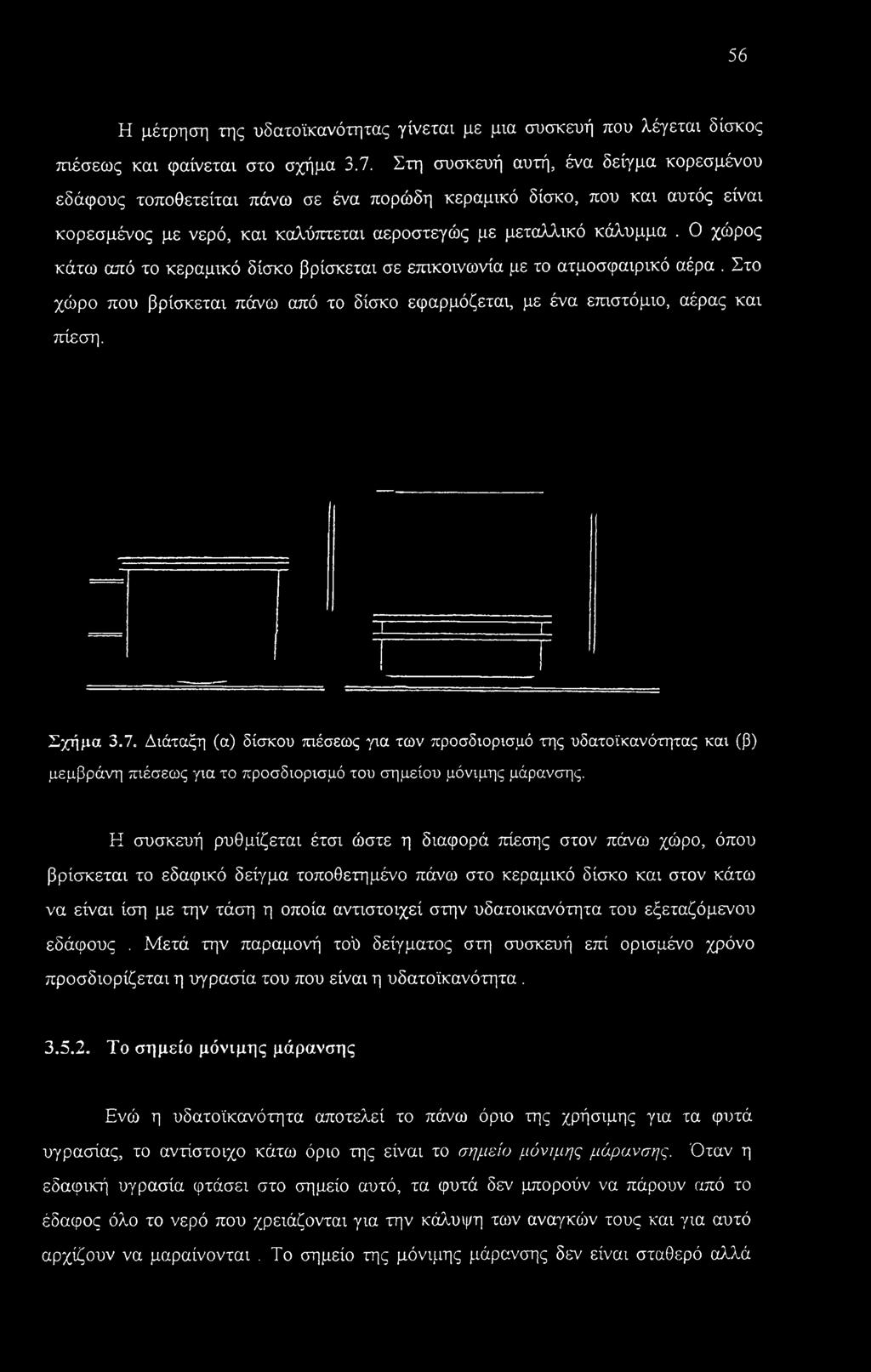 Ο χώρος κάτω από το κεραμικό δίσκο βρίσκεται σε επικοινωνία με το ατμοσφαιρικό αέρα. Στο χώρο που βρίσκεται πάνω από το δίσκο εφαρμόζεται, με ένα επιστόμιο, αέρας και πίεση. Σχήμα 3.7.