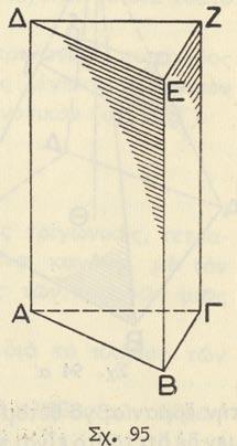 τῆς κολούρου πυραμίδος. Π.χ. ΑΒΓΔ καὶ αβγδ εἶναι αἱ βάσεις καὶ ΗΘ εἶναι τὸ ὕψος τῆς κολούρου πυραμίδος Βδ. (σχ 94α ). Αἱ κόλουροι πυραμίδες λέγονται τριγωνικαῖ, τετραγωνικαί, πενταγωνικαὶ κ.τ.λ. ἄν αἱ βάσεις αὐτῶν εἶναι τρίγωνα, τετράπλευρα κ.