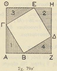 78 α καὶ β ) καὶ προσθέτομεν τὰ ἐμβαδὰ αὐτῶν. β ) Φέρομεν τὴν μεγαλυτέραν διαγώνιον καὶ ἀπὸ τάς ἄλλας κορυφὰς καθέτους εἰς αὐτὴν (σχ. 78γ ).