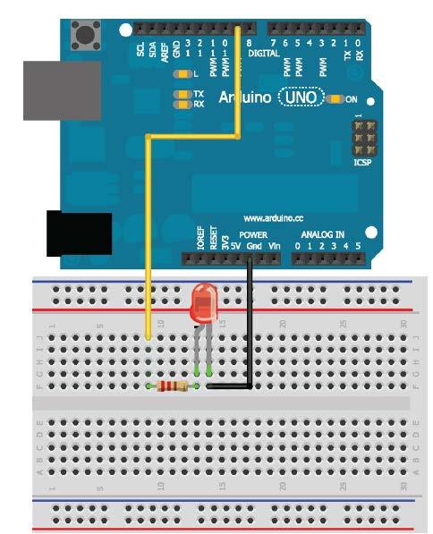 Εικόνα 1: Πειραματική διάταξη, για τη λειτουργία της LED, μέσα από την επικοινωνία υ- πολογιστή Arduino. 2.3 Εισαγωγή Η Σειριακή Επικοινωνία 2.