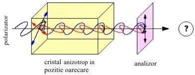 Dacă între polarizor şi analizor se interpune un mineral anizotrop, putem fi în următoarele situaţii: 1.