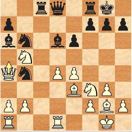 [Round "4"] [White "dummy"] [Black "utadess"] [Result "1-0"] 1. d4 Nf6 2. c4 e6 3. g3 d5 4. Bg2 Be7 5. Nf3 O-O 6. O-O c6 7. Qc2 Nbd7 8. Rd1 b6 9. cxd5 Nxd5 10. Qxc6 Ba6 11. Nc3 Rc8 12. Qa4 Nb4 13.