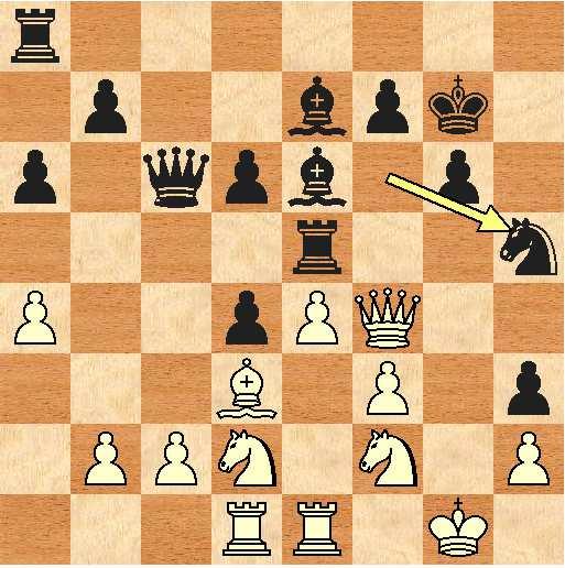 [Round "8"] [White "dummy"] [Black "utadess"] [Result "0-1"] 1. e4 c5 2. Nf3 d6 3. d4 cxd4 4. Nxd4 Nf6 5. Nc3 a6 6. Be2 e6 7. Be3 Qc7 8. g4 h6 9. O-O e5 10. Nf3 Bxg4 11. Nd2 h5 12. f3 Be6 13.