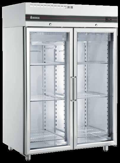 Glass Door Upright Freezers Technical Characteristics Triple glazed Glass Door with self-closing mechanism at an angle of 4 o or less and lock. Interior designed for easy cleaning.
