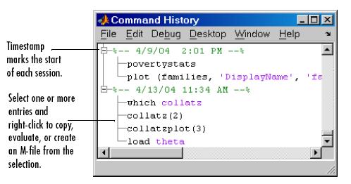 Slika 4: Okno Command history Current Directory prikaže delovni