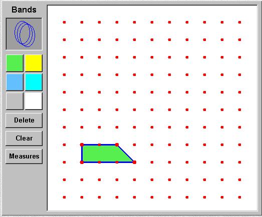 2. Να χρησιμοποιήσεις ένα από τα εικονικά λαστιχάκια (κάτω από τη λέξη Bands) και να κατασκευάσεις το σχήμα που φαίνεται στην Εικόνα 4. * Να το χρωματίσεις πράσινο. Αυτό είναι το πρότυπο σου.