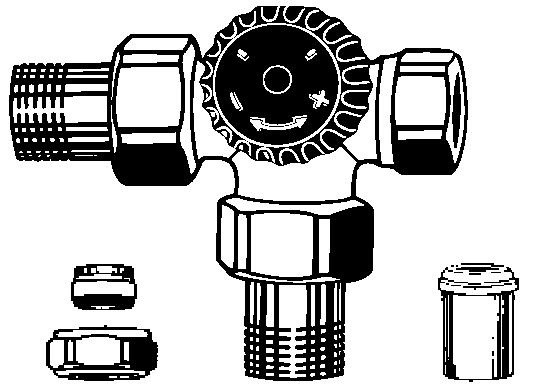 Za priključek HEIMEIER teles termostatskih ventilov se uporabljajo samo ustrezne originalne spojke z oznako HEIMEIER (primer 15 THE).