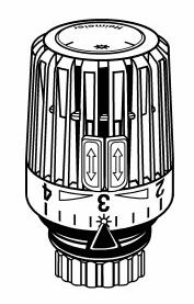 Termostatske glave Termostatska glava K z vgrajenim tipalom S kapljevino napolnjen termostat. Zgornja in spodnja omejitev oz.