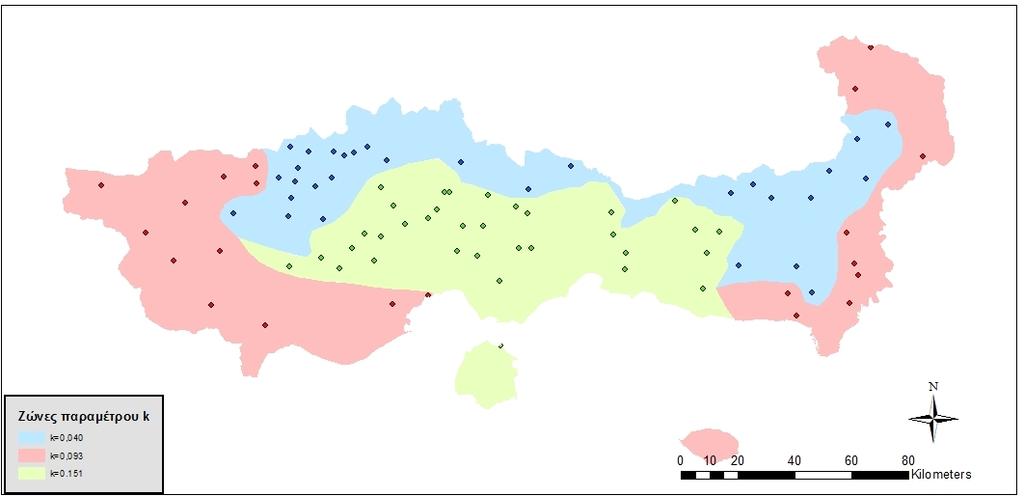 Σχήμα 6.3: Ζώνες συντελεστή κ στα Υ.Δ.