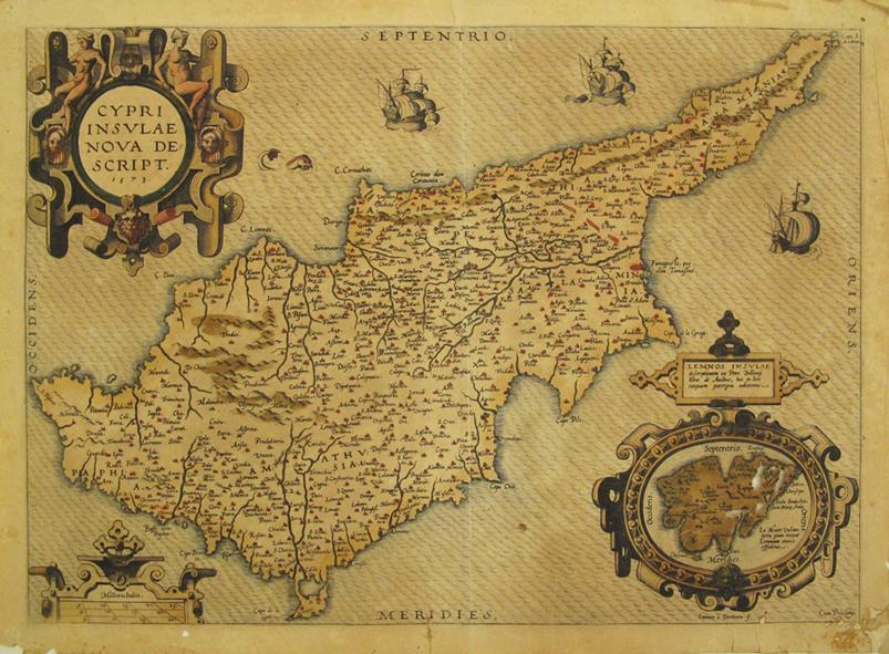 Hondius, with below six inset maps of Greek islands: Stalimini, Chios, Mitilene, Negroponte, Cerigo, Rhodes. Copper engraving.