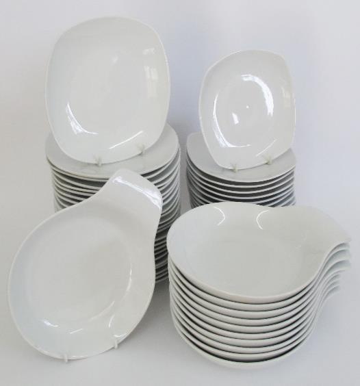 (12) together with various white porcelain Serving Bowls & Platters. The largest L32cm.