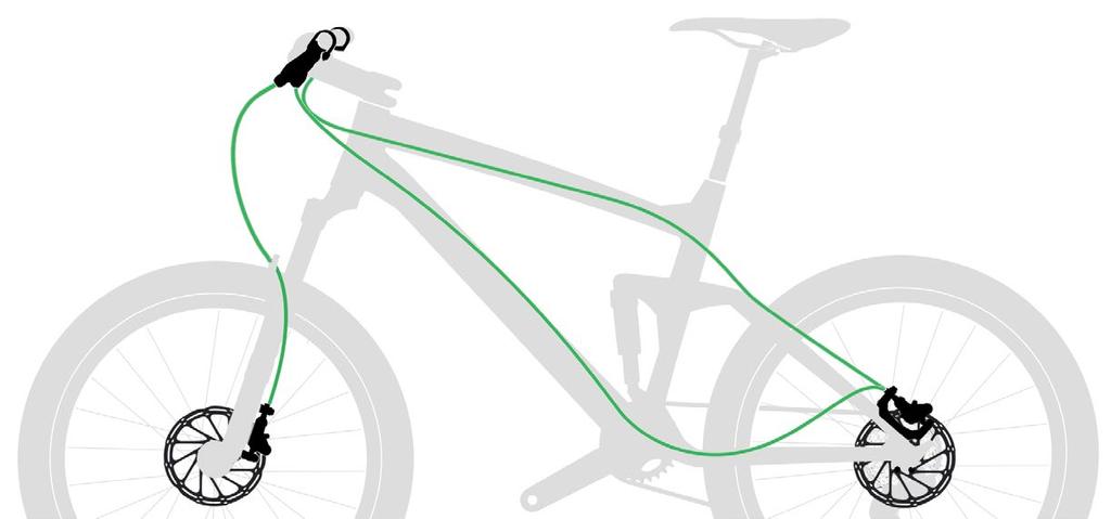 4 The brakes should be installed with the hose properly routed and secured to the bicycle.