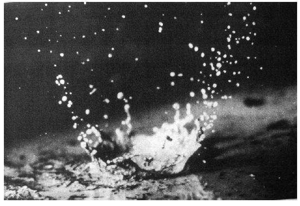 αφενός από τη ρηχή ροή και αφετέρου μέσω της διαδικασίας σύγκρουσης της σταγόνας στο έδαφος, όπως φαίνεται στην Εικόνα 2.5. Εικόνα 2.5 Επίπτωση της βροχόπτωσης στο έδαφος.