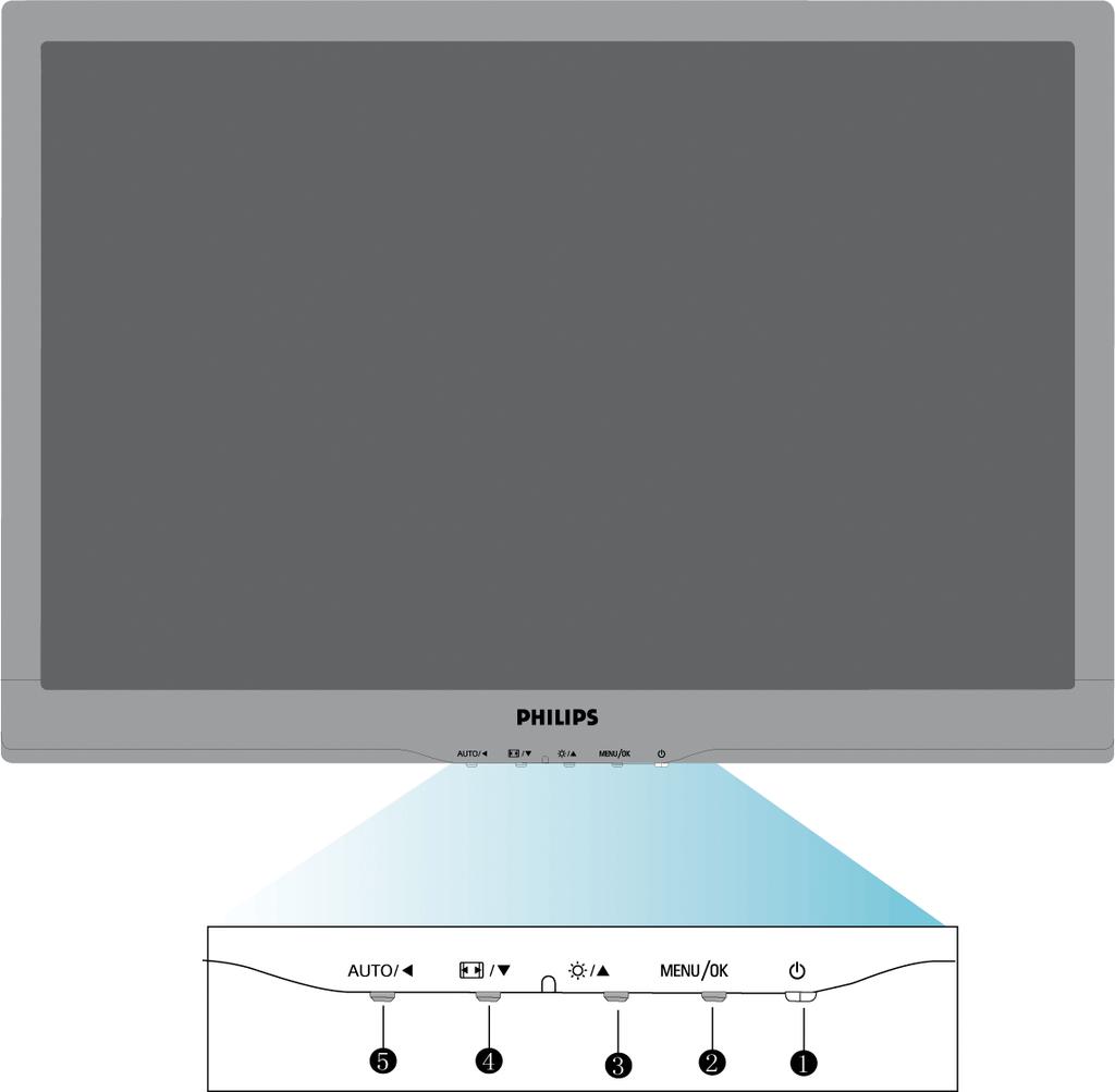 Installing Your LCD Monitor Περιγραφή μπροστινής όψης προϊόντος Σύνδεση με το PC Αφαίρεση της βάσης Εισαγωγή Βελτιστοποίηση απόδοσης Εγκατάσταση της οθόνης LCD Περιγραφή μπροστινής όψης προϊόντος 1